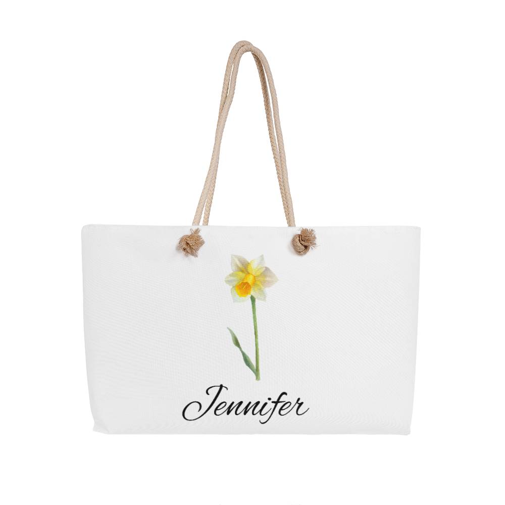 12 Personalized Birth Month Flower Weekender Tote Bag