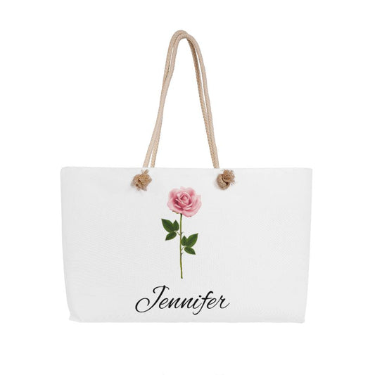 Personalized Birth Month Flower Weekender Tote Bag - Pick Your Birth Month