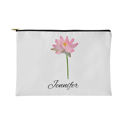 Personalized Birth Month Flower Fabric Zipper Pouch - Small - July