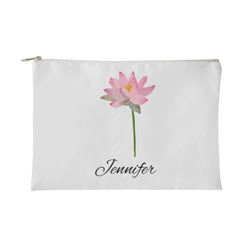 Personalized Birth Month Flower Fabric Zipper Pouch - Small - July