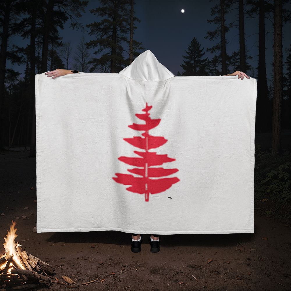 Douglass College Fir Tree - Hooded Sherpa Fleece Blanket Throw