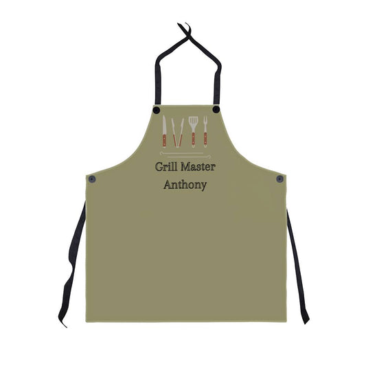 Personalized Grill Master Apron For Husband, Father, Grandfather, Soulmate or Your Man - Olive