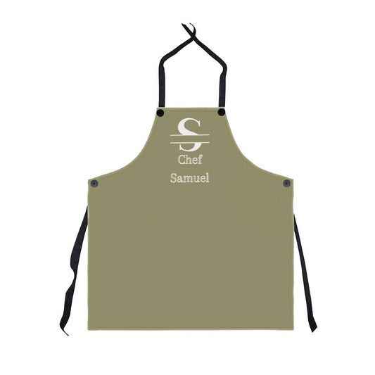 Chef Samuel - Sage Green Personalized - Chef Split Initial Apron
