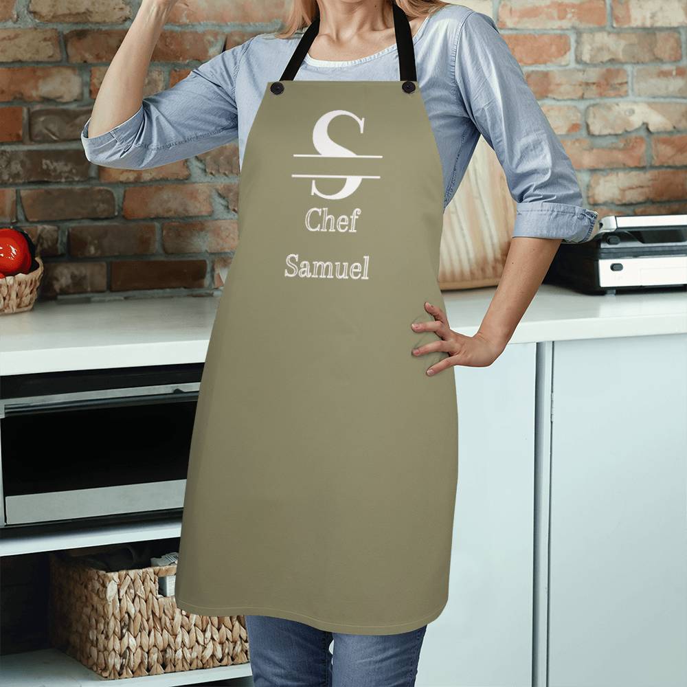 Chef Samuel - Sage Green Personalized - Chef Split Initial Apron