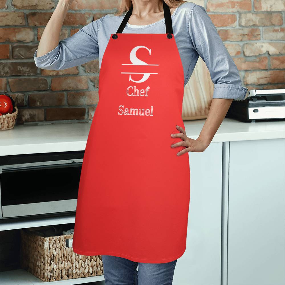 Chef Samuel - Red Personalized - Chef Split Initial Apron