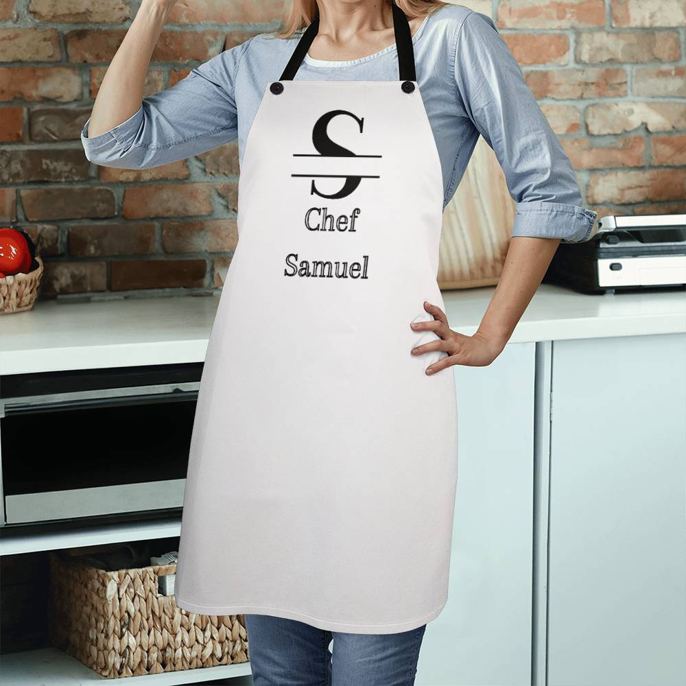 Chef Samuel - White Personalized - Chef Split Initial Apron