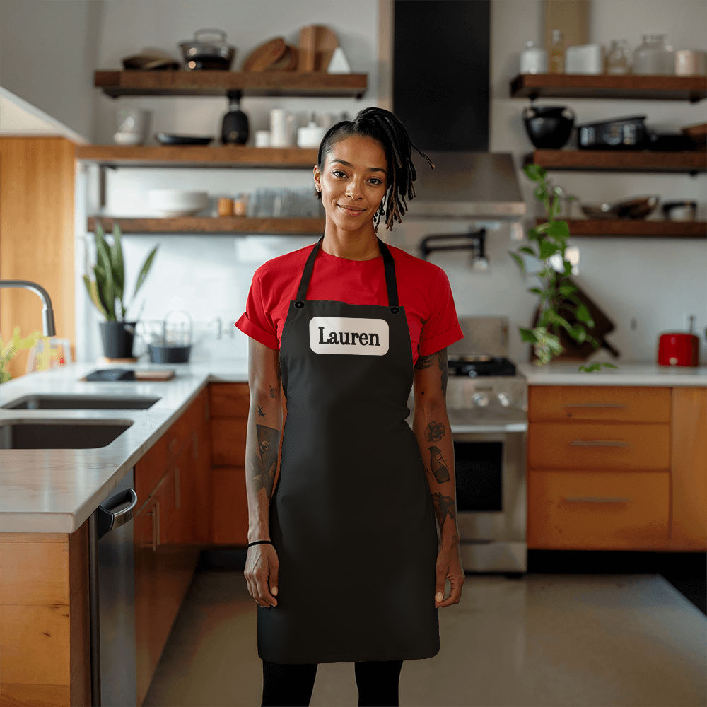 Personalized Black Apron with Custom Name