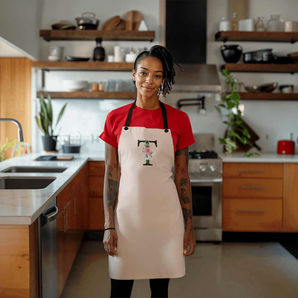 Personalized Pink Flowers Apron - T