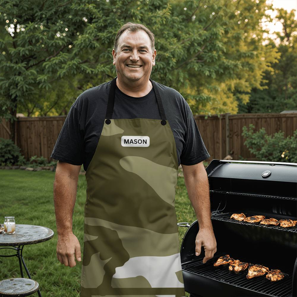 Personalized Military Camouflage Apron - Olive