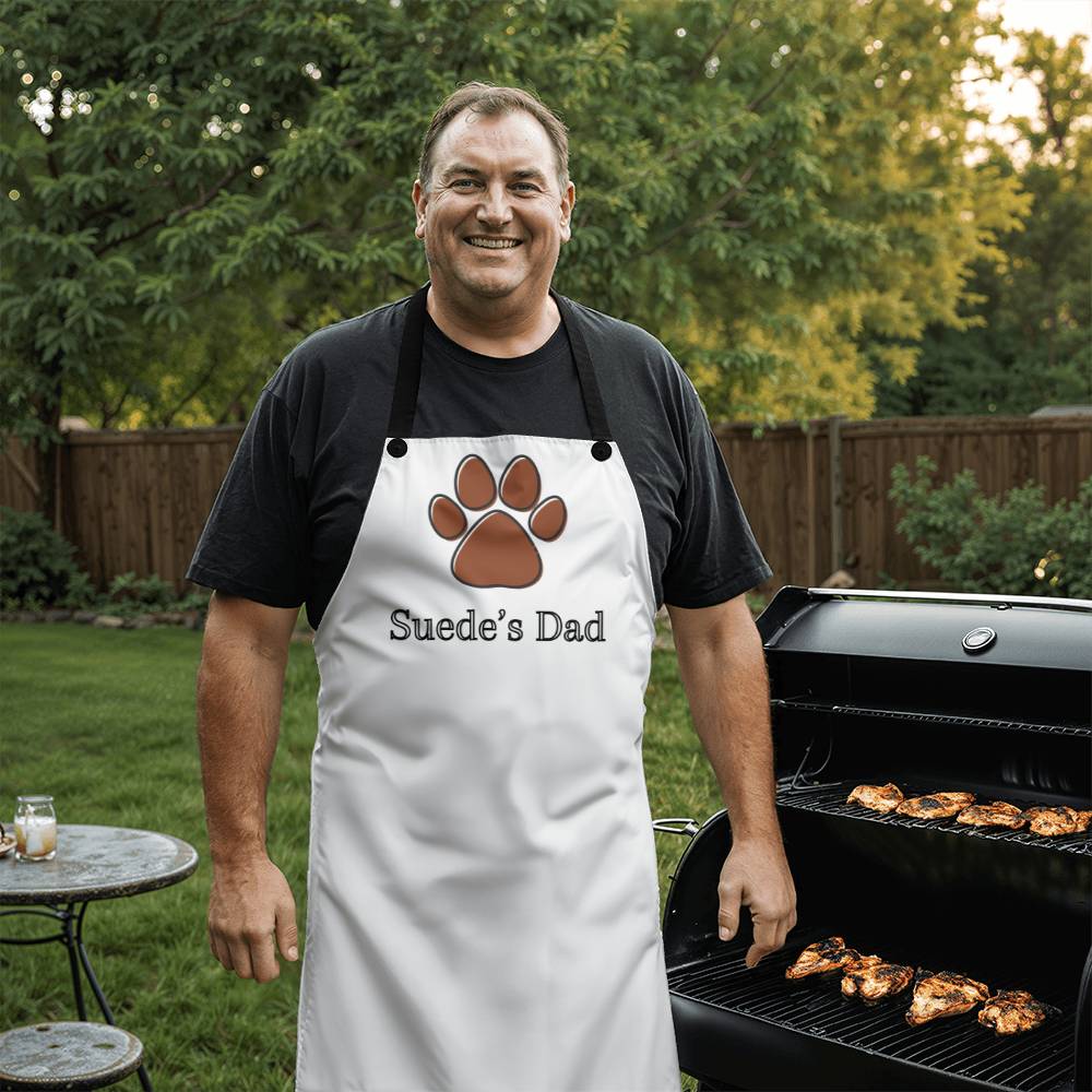 Personalized Dog Lover Dad's Apron - White