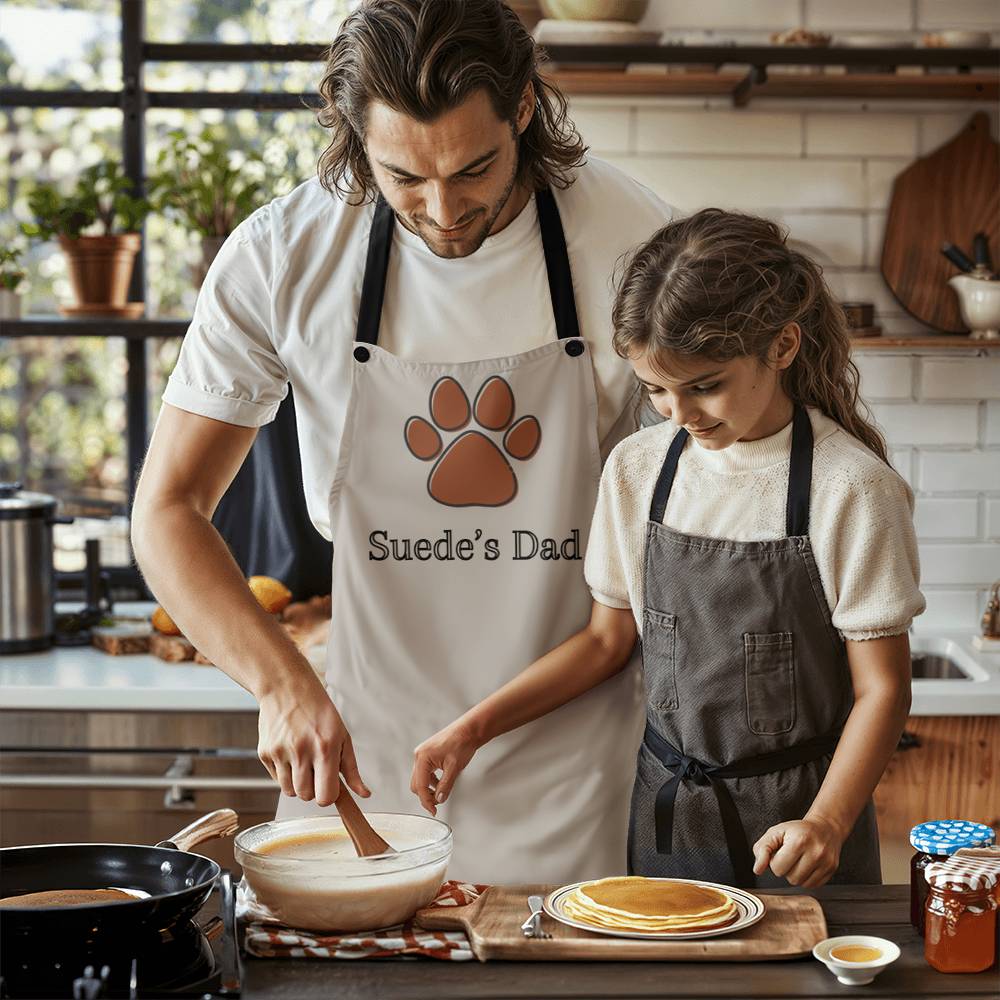 Personalized Dog Lover Dad's Apron - Taupe