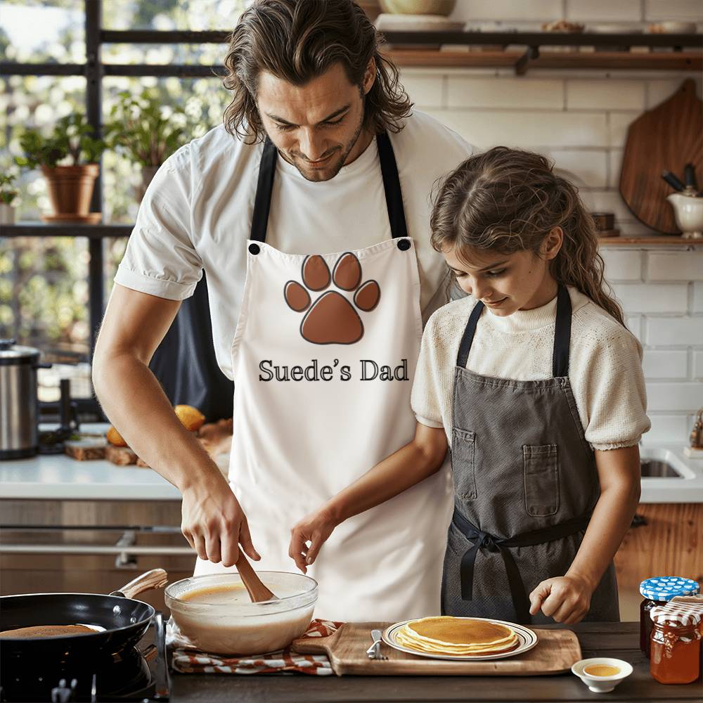 Personalized Dog Lover Dad's Apron - White