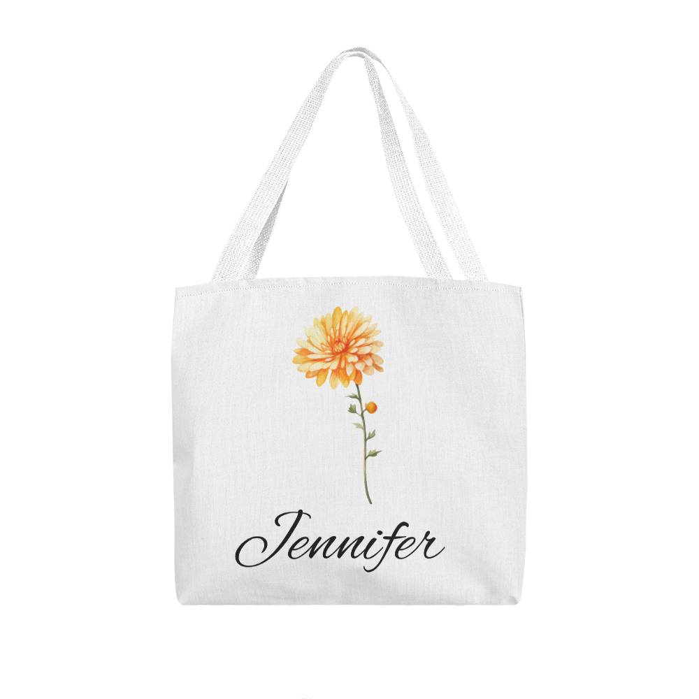 November - Personalized Birth Month Flower Classic Canvas Tote Bag