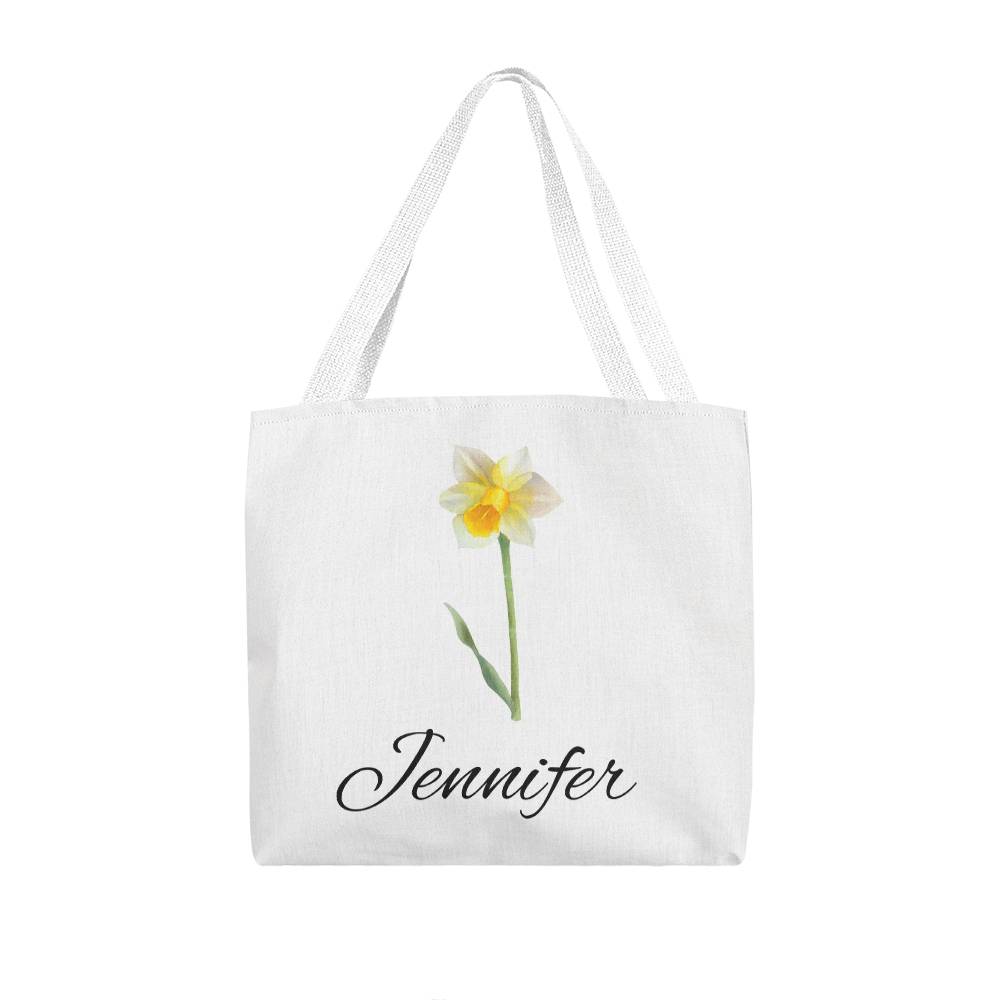 December - Personalized Birth Month Flower Classic Canvas Tote Bag