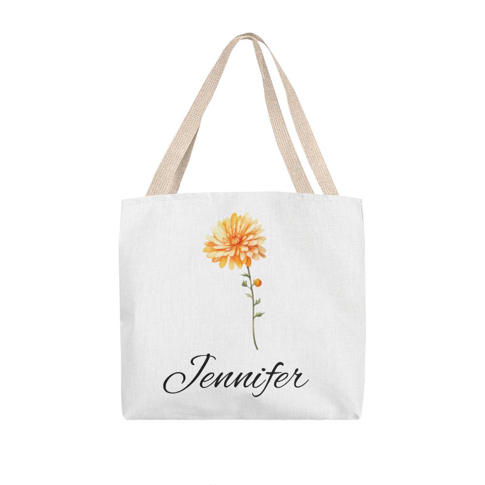 November - Personalized Birth Month Flower Classic Canvas Tote Bag