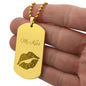 Personalized Engraved Dog Tag Necklace Sealed With My Kiss