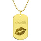 Personalized Engraved Dog Tag Necklace Sealed With My Kiss