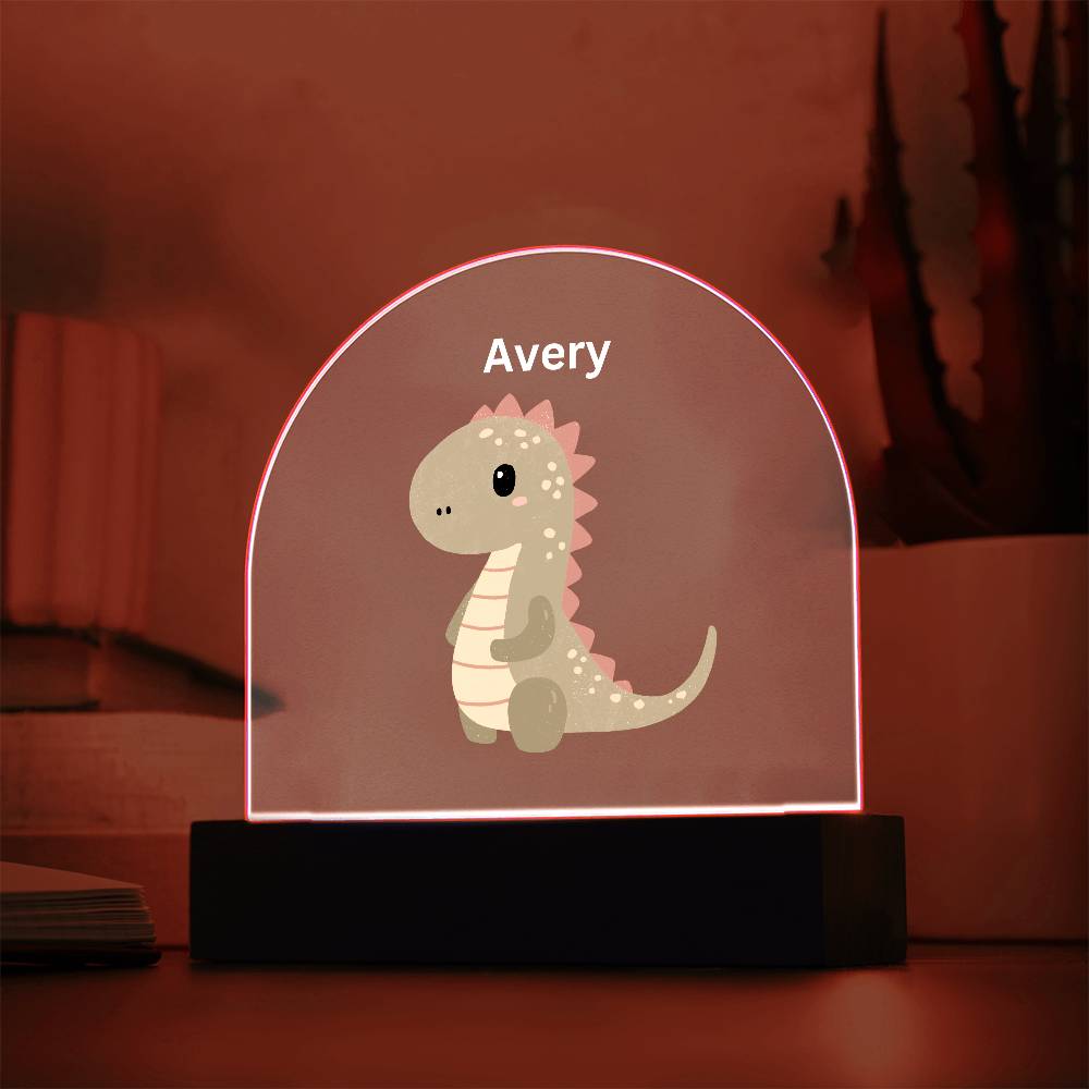 Personalized Dinosaur Acrylic Plaque Dome Night Light