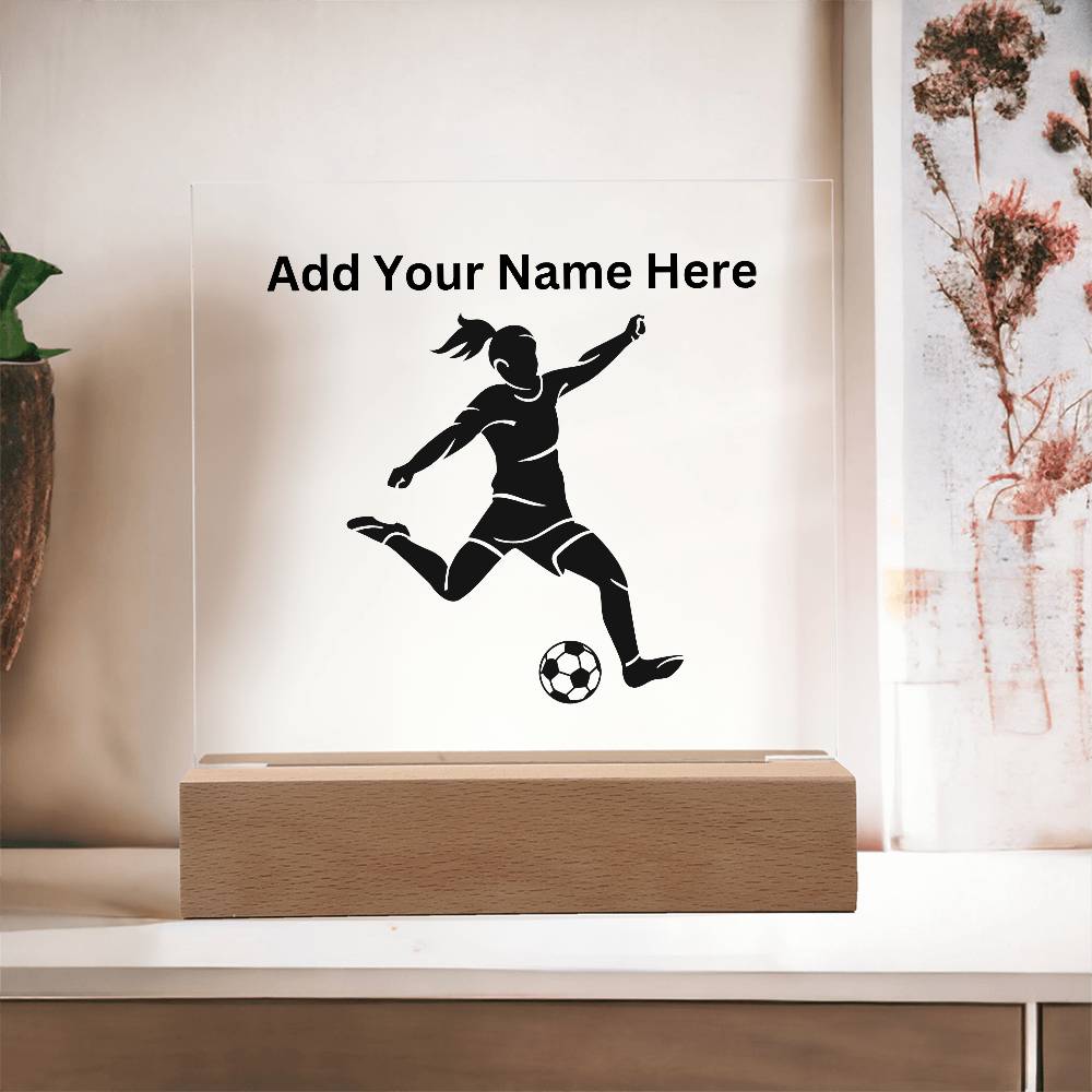 Lady Soccer Acrylic Plaque Night Light