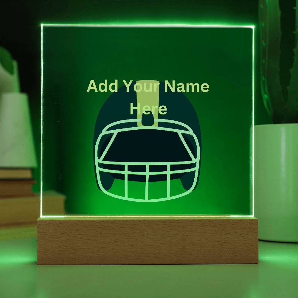 Personalized Football Helmet Acrylic Night Light Plaque