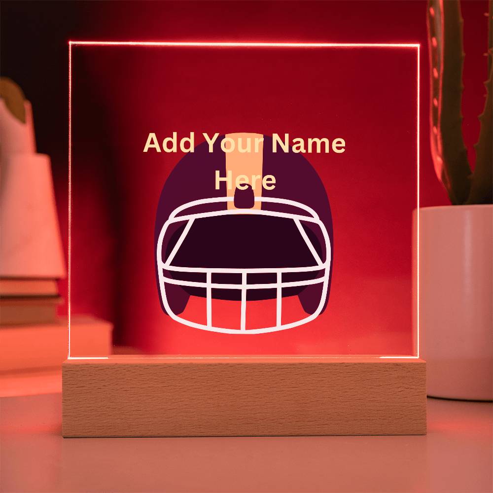 Personalized Football Helmet Acrylic Night Light Plaque