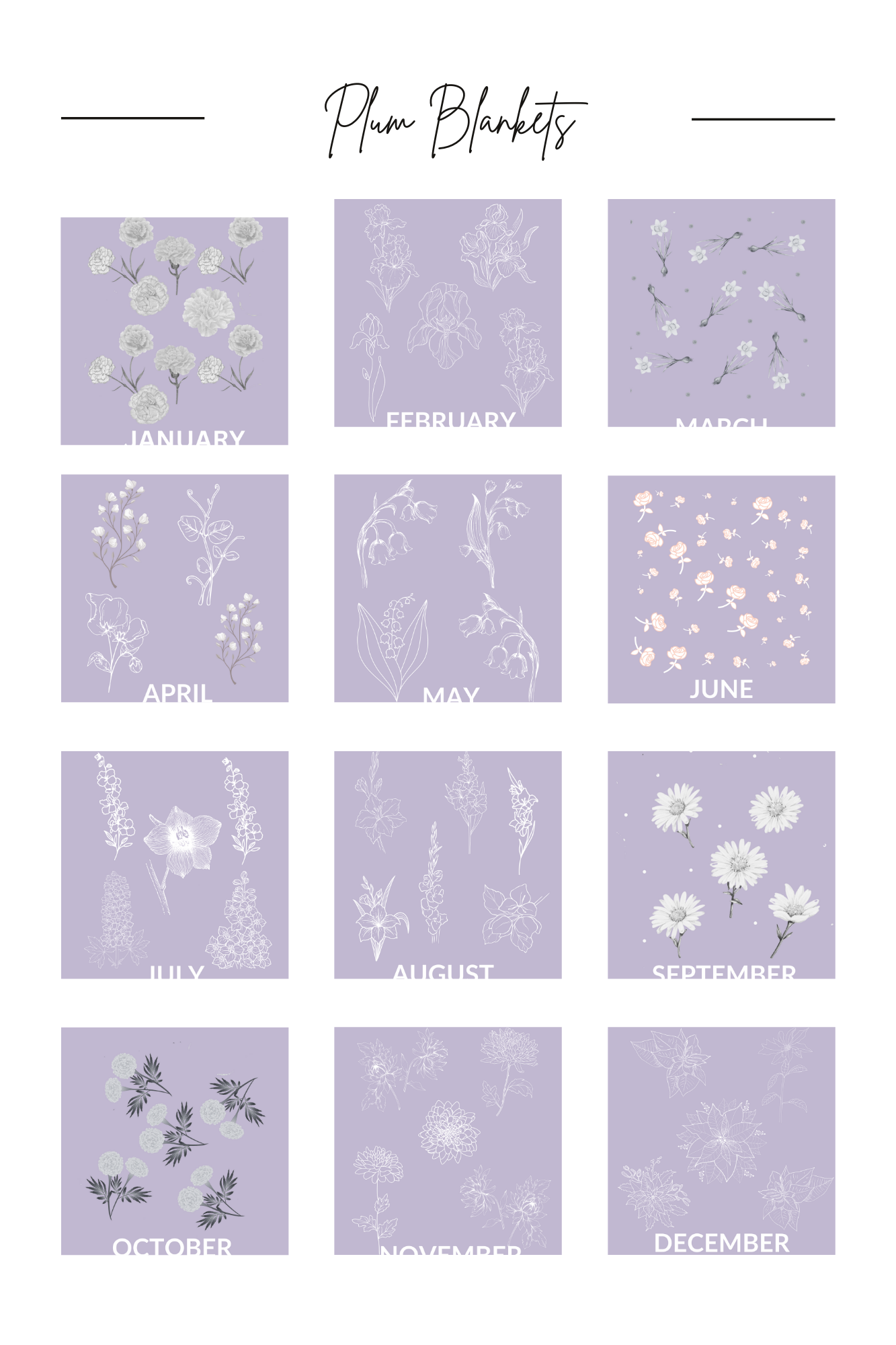 Aqua - July - Larkspur Heirloom Birth Month Flower Woven Blanket