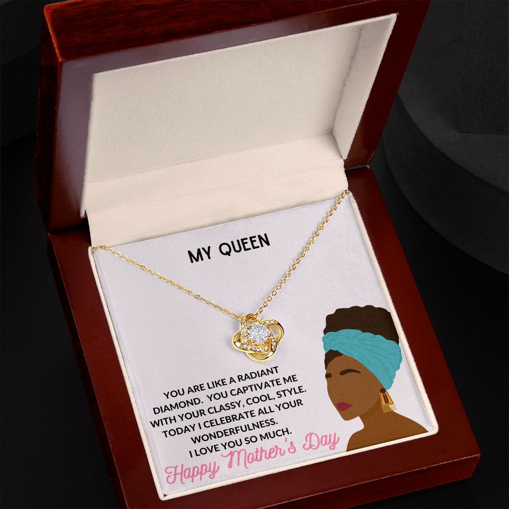Love Knot Necklace for My Queen for Mother's Day, African American Mother's Day Gift