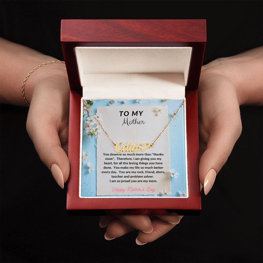 Name Necklace Plus Heart for Mother's Day