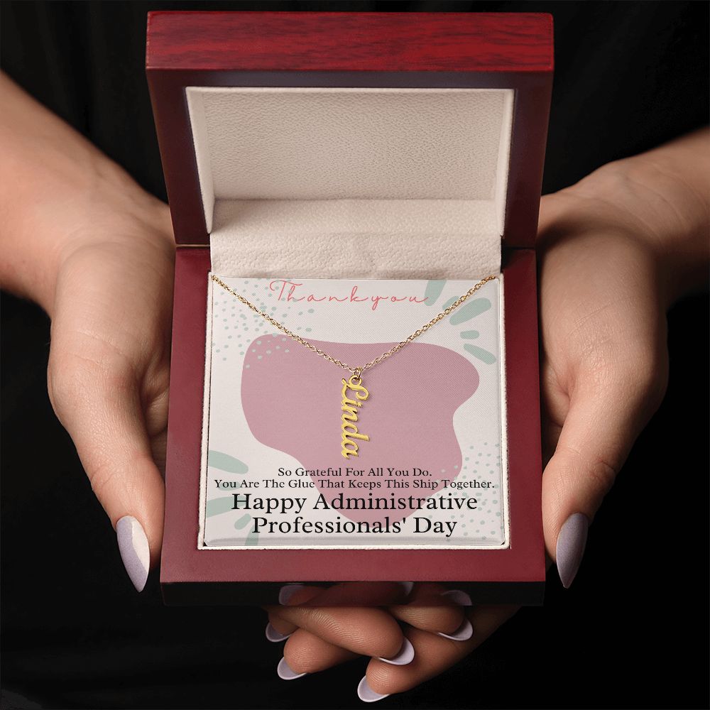 Vertical Name Necklace for Administrative Professionals' Day