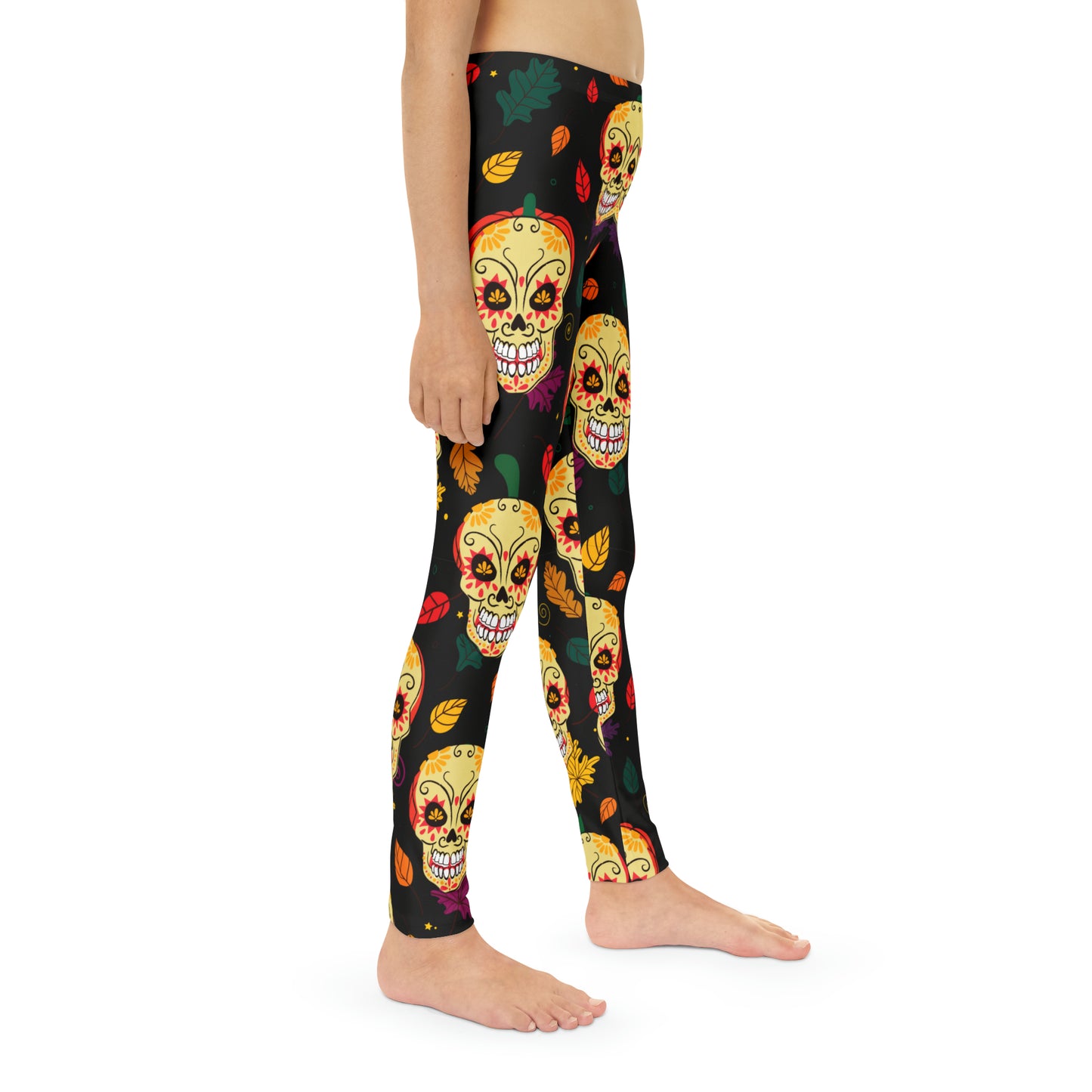 Girl's Pumkin Skull Full-Length Leggings