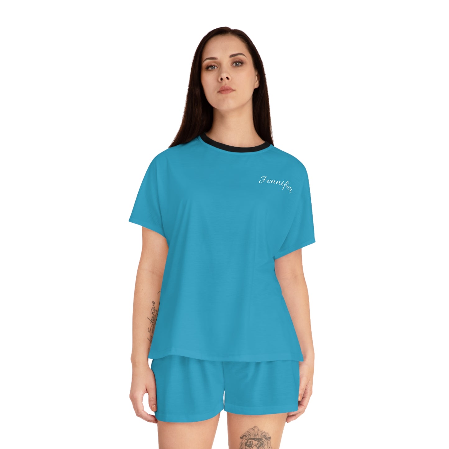 Personalized Silky Bride/Bridesmaids Short Pajamas - Turquoise