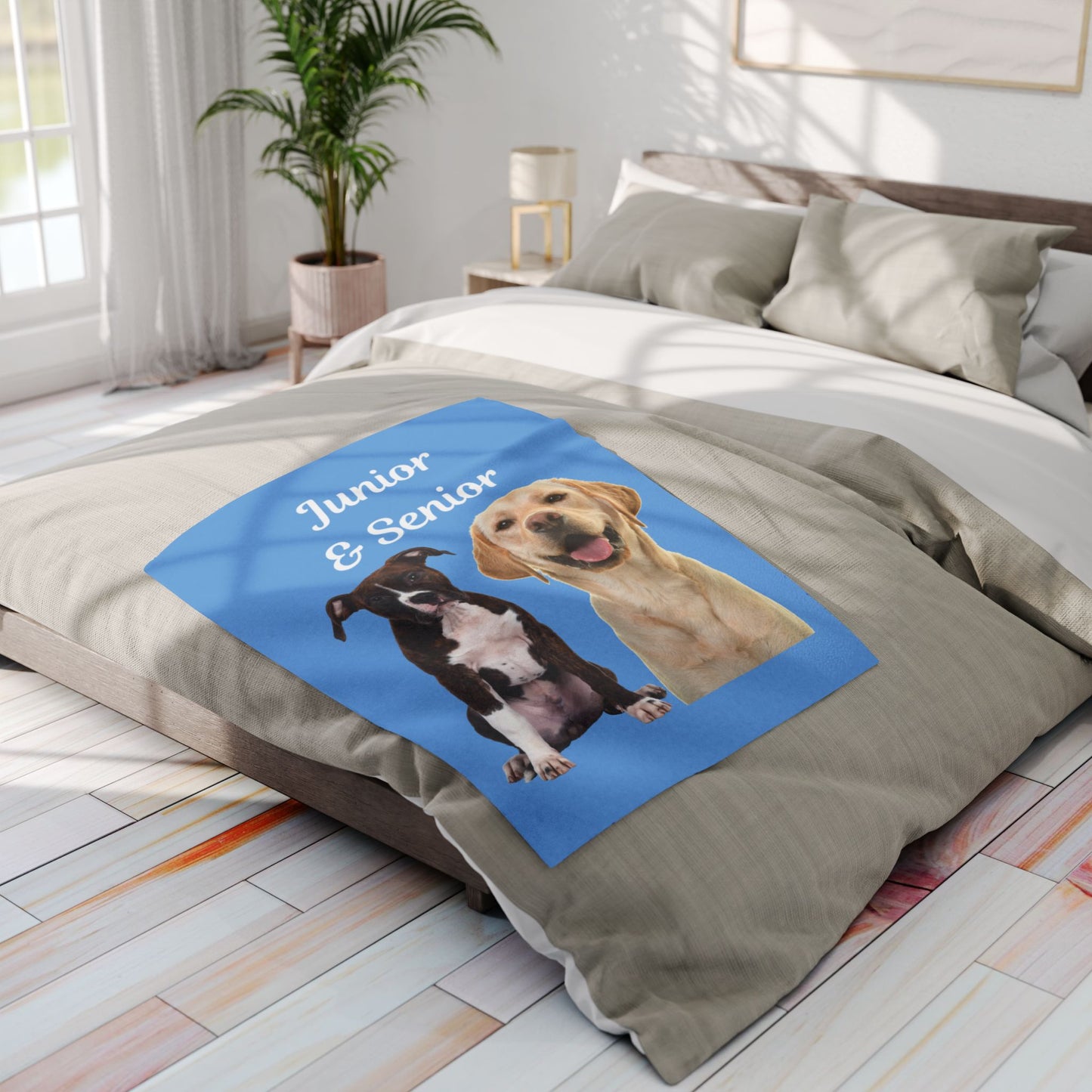 Custom Dog Photo Fleece Blanket - Blue