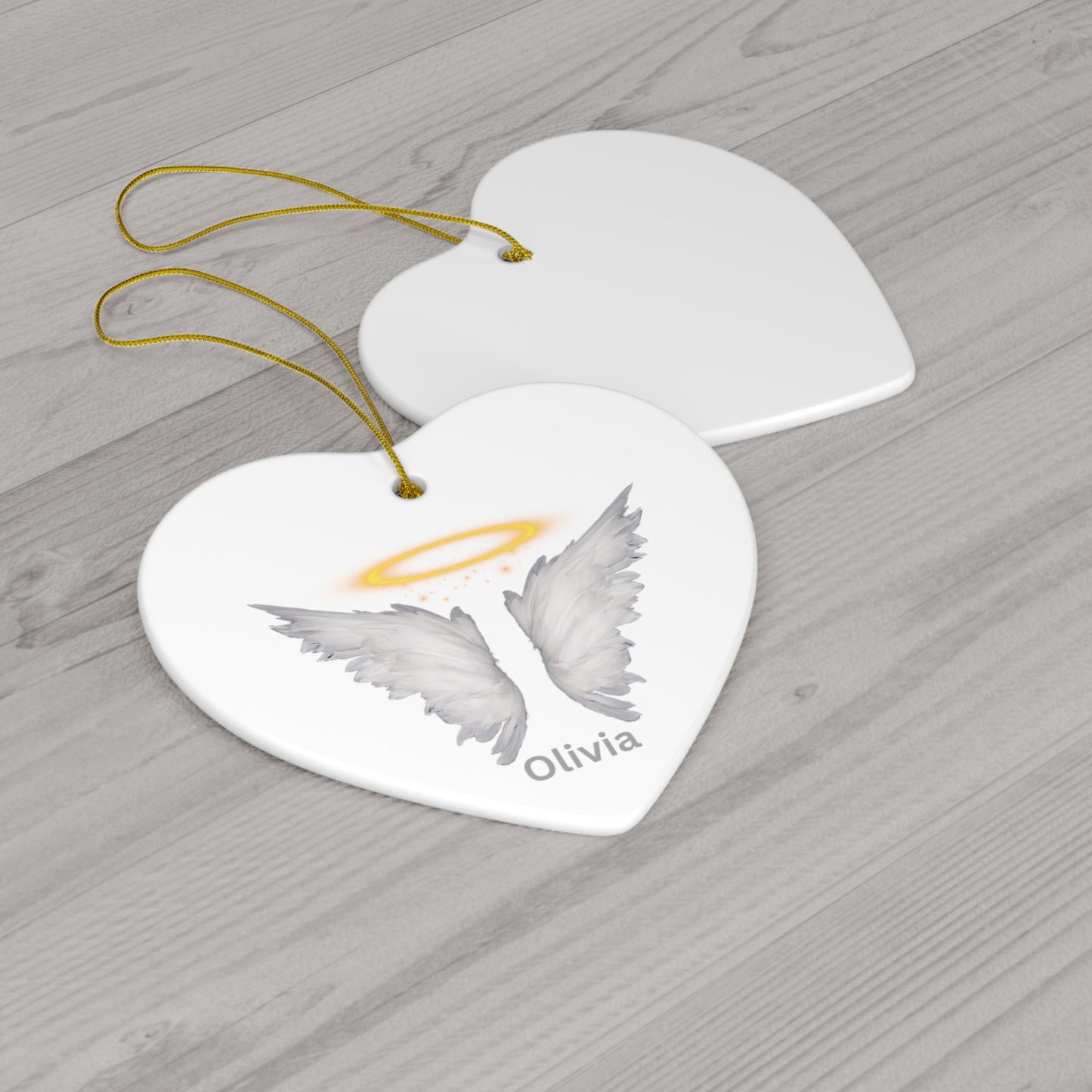 Angel Wings Memorial Ceramic Ornament