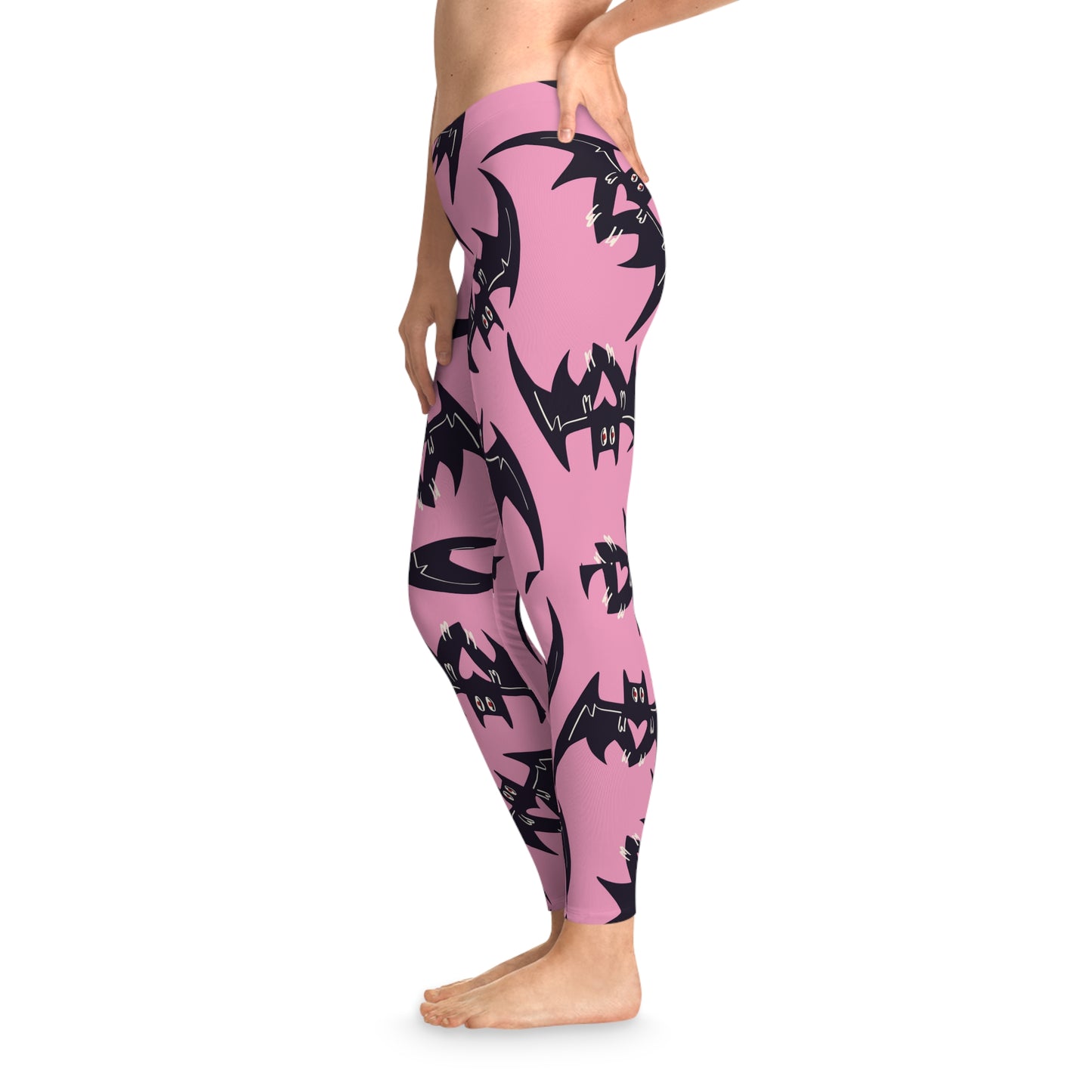 Pink Bats Stretchy Leggings (AOP)