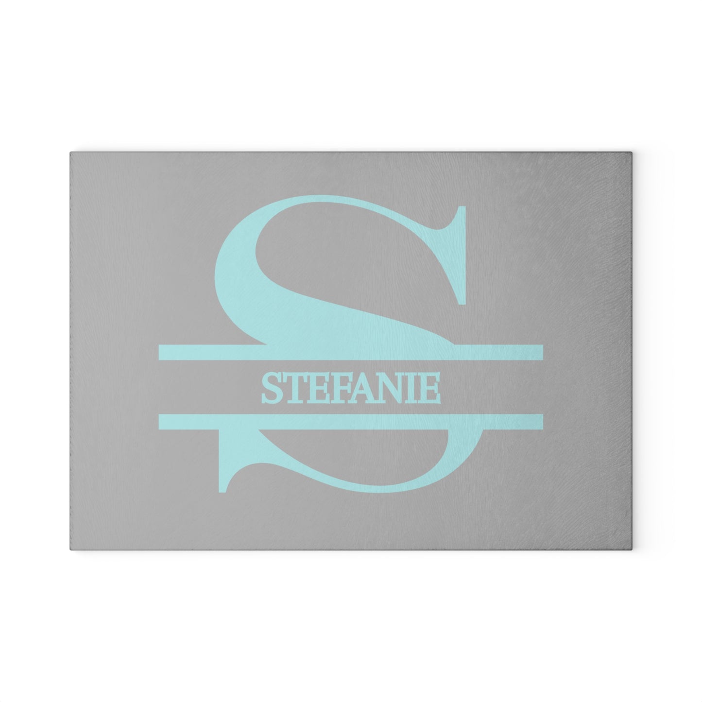 Stephanie - Personalized Monogram Glass Cutting Board – Aqua Initial "S"