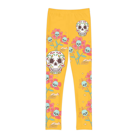 Girls Skeleton Skull Full-Length Leggings (AOP)