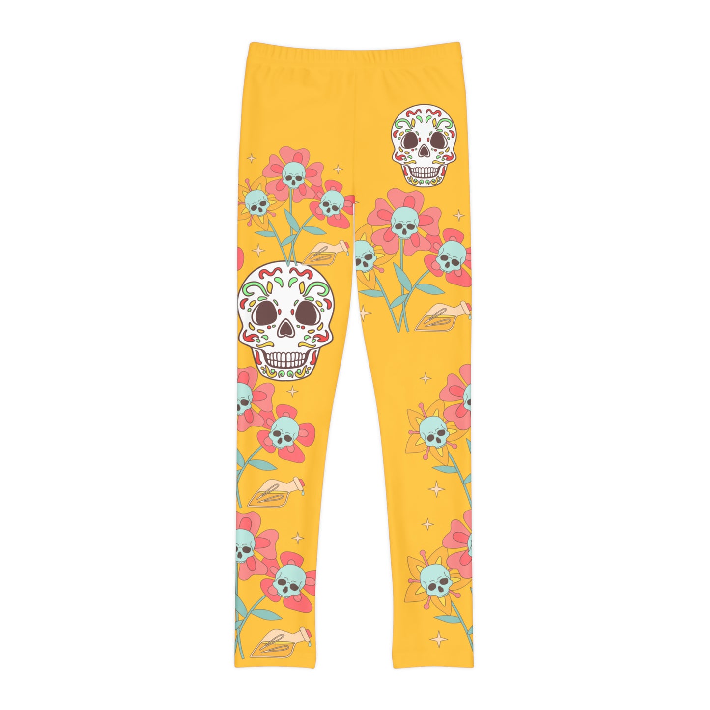 Girls Skeleton Skull Full-Length Leggings (AOP)