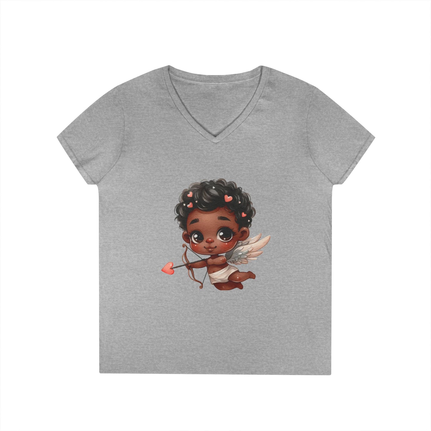 African America Baby Cupid 2 - Ladies' V-Neck T-Shirt