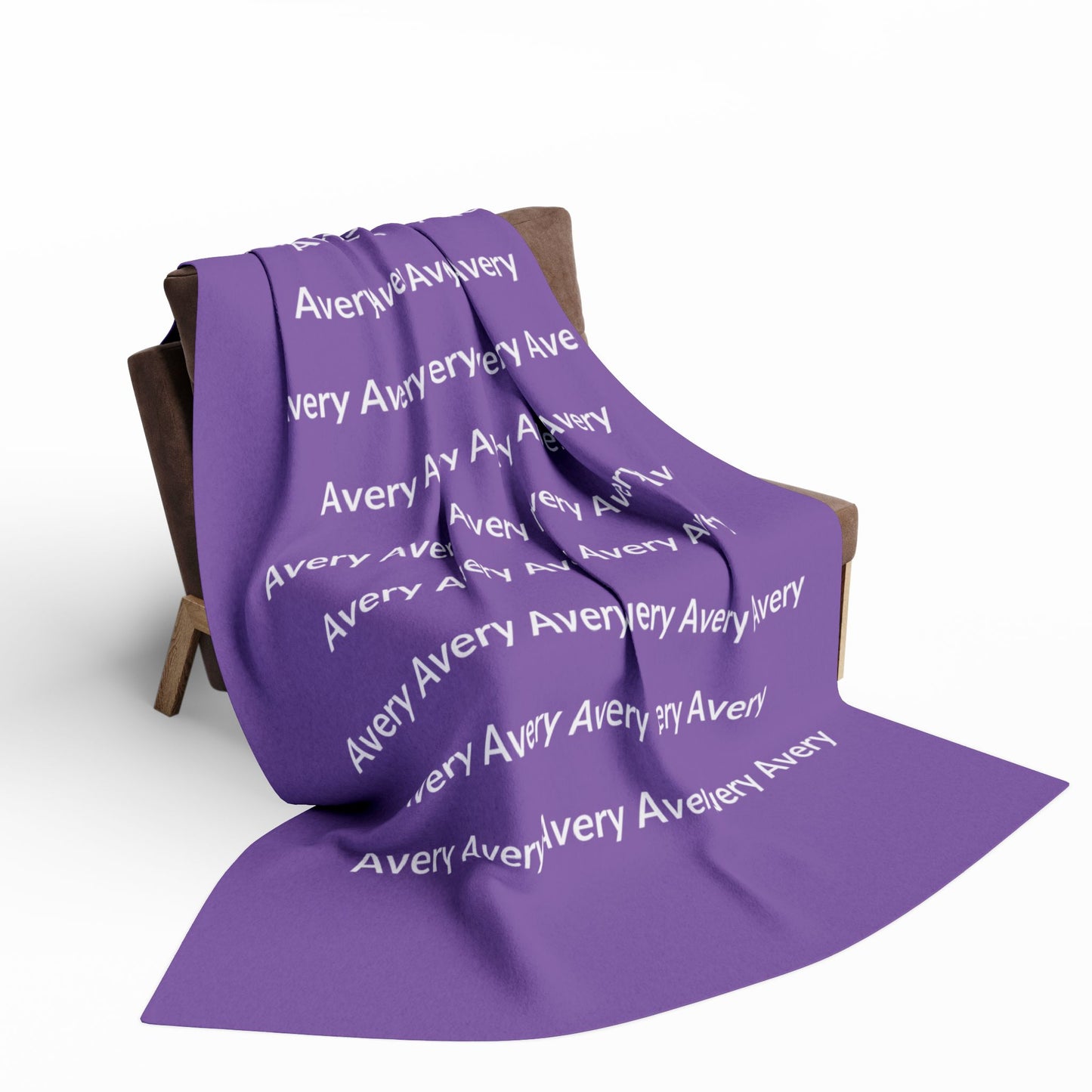 Custom Name Cozy Fleece Blanket For Kids - Purple