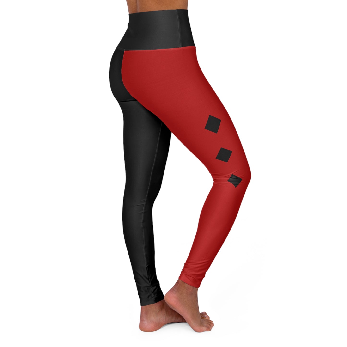 Quinn Harlequin Vintage Red & Black High Waisted Yoga Leggings