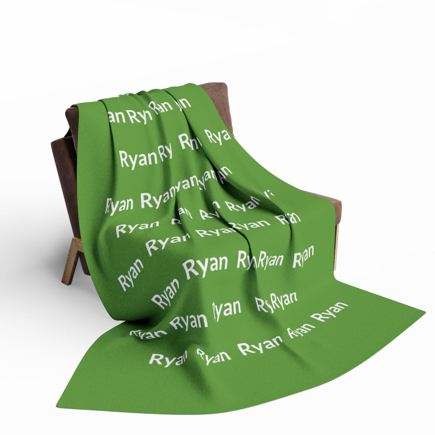 Custom Name Cozy Fleece Blanket For Kids - Green