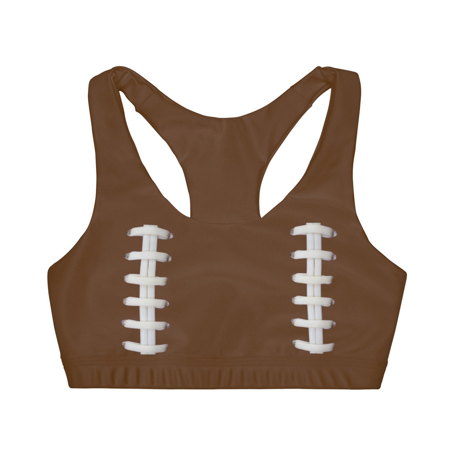 Girls Football Themed Double Lined Seamless Sports Bra