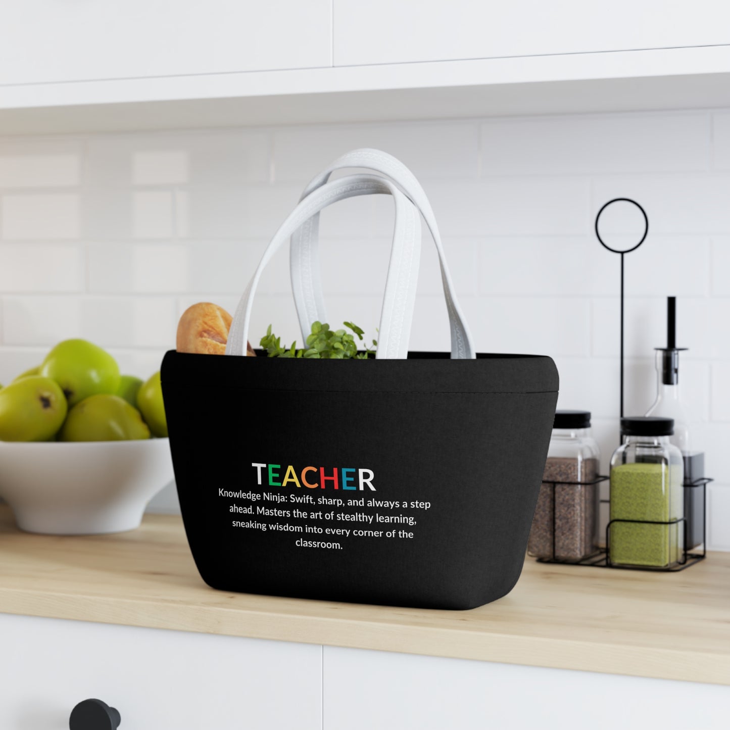 Teacher Lunch Tote Bag - Knowledge Ninja - Black