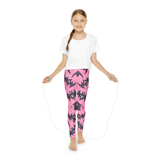 Pink Bats Girls Full-Length Leggings