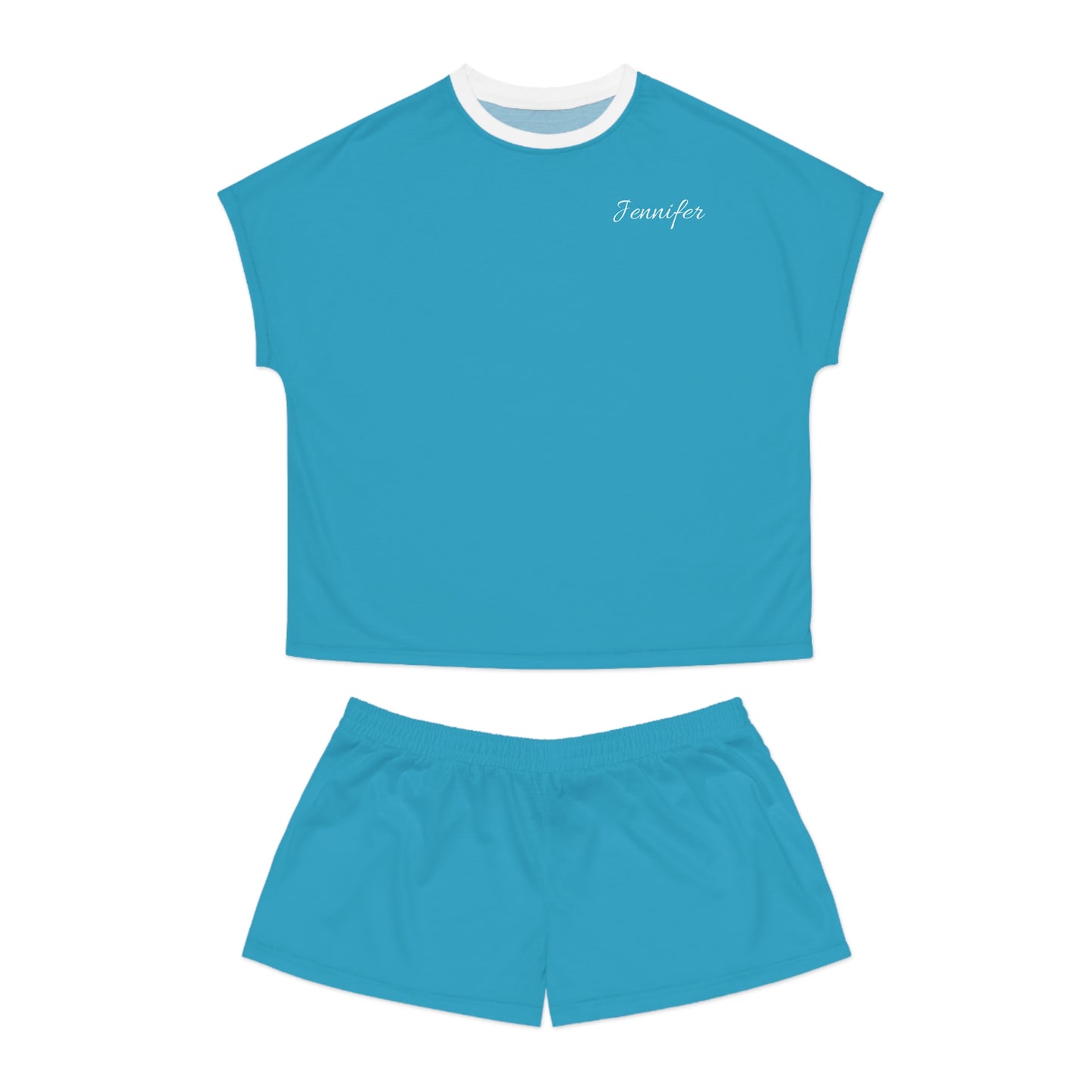 Personalized Silky Bride/Bridesmaids Short Pajamas - Turquoise