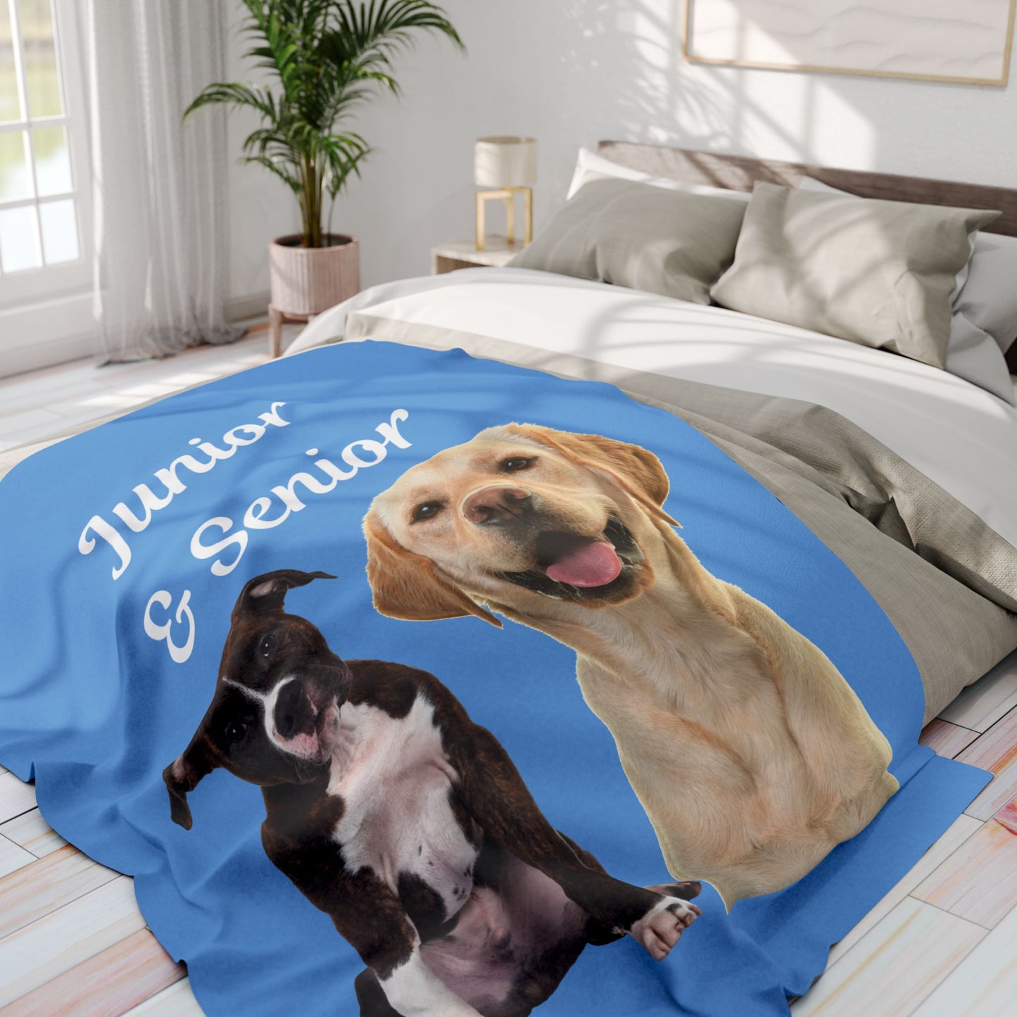 Custom Dog Photo Fleece Blanket - Blue