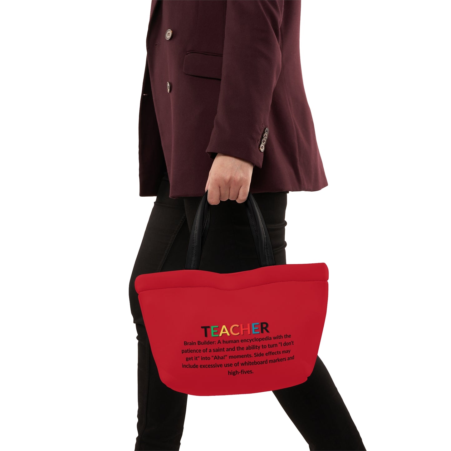 Teacher Lunch Tote Bag - Brain Builder - Red