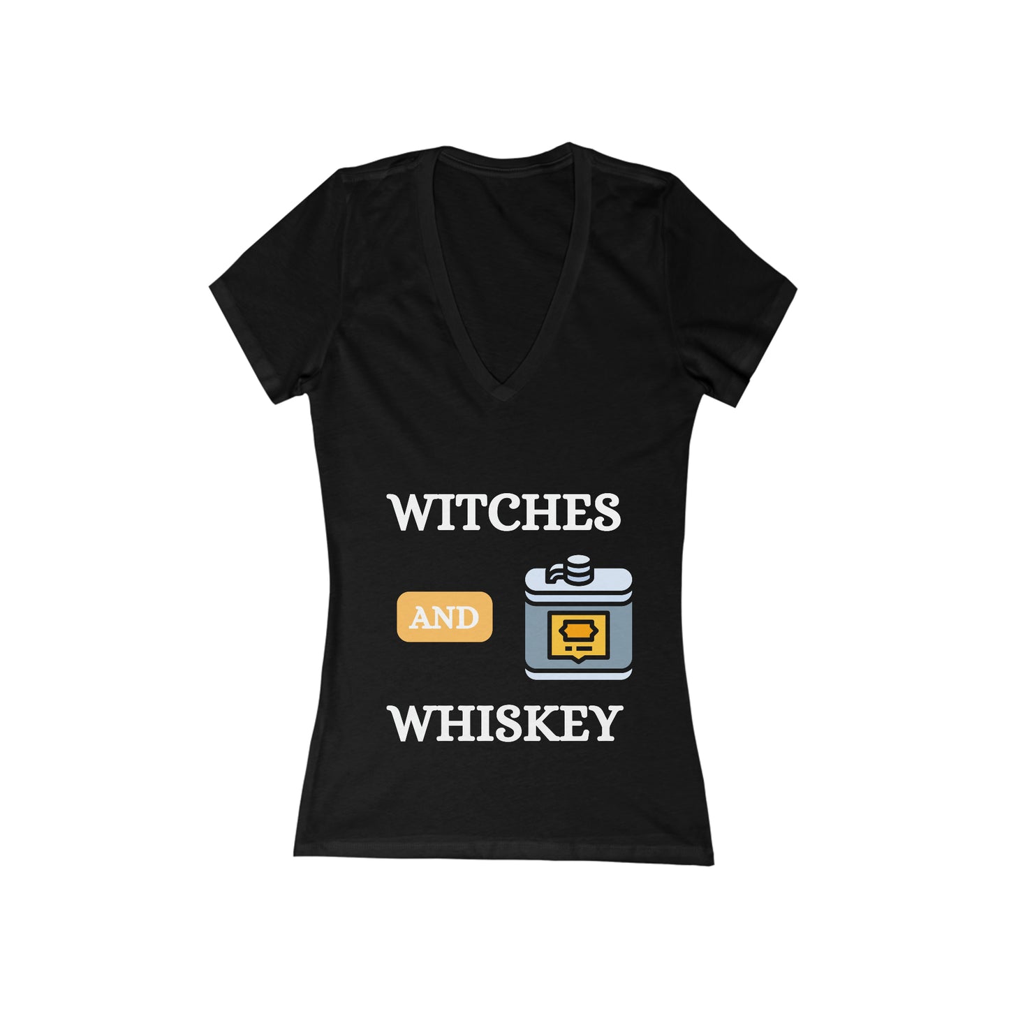 Witches and whiskey Women's Short Sleeve Deep V-Neck Tee