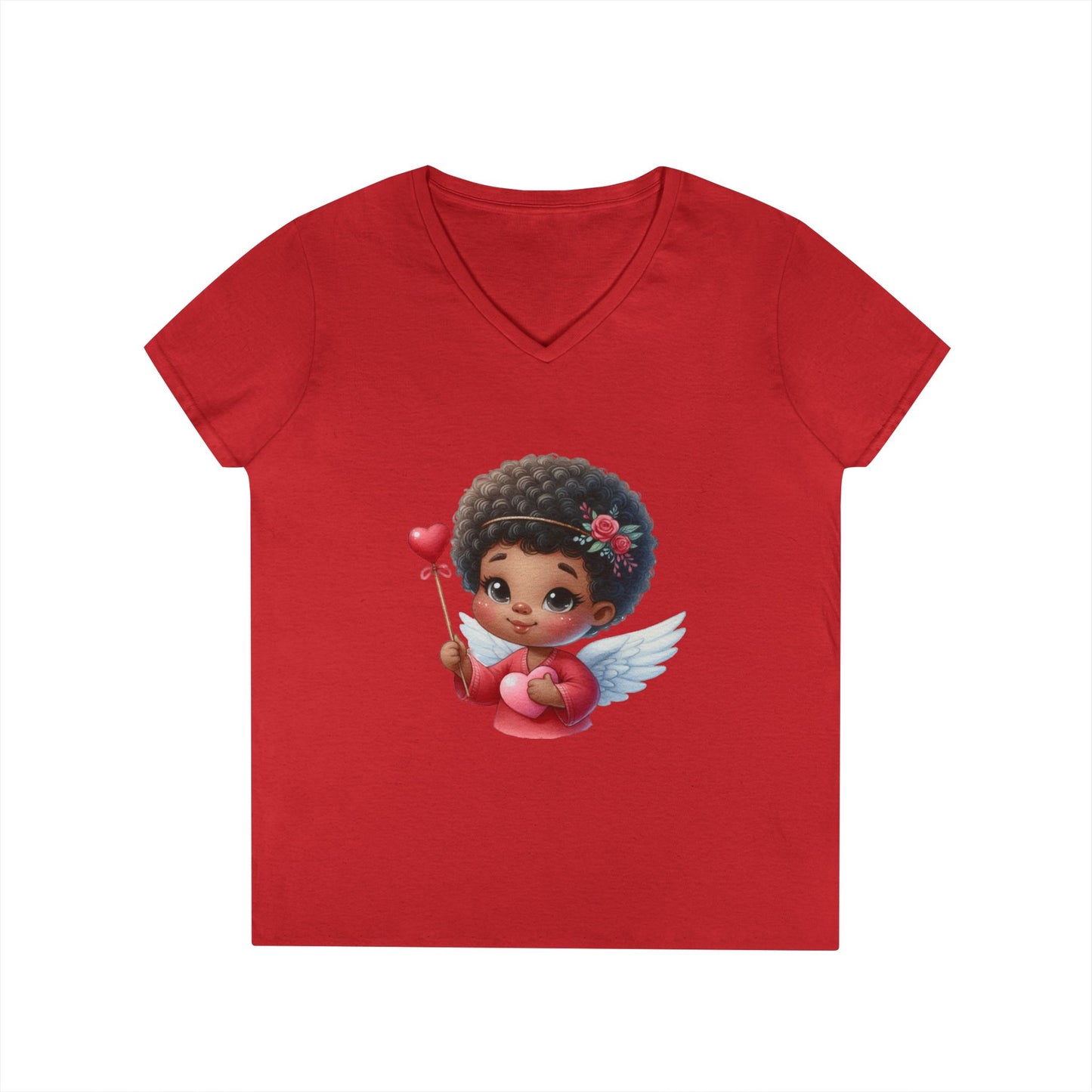 African America Baby Cupid 5 - Ladies' V-Neck T-Shirt