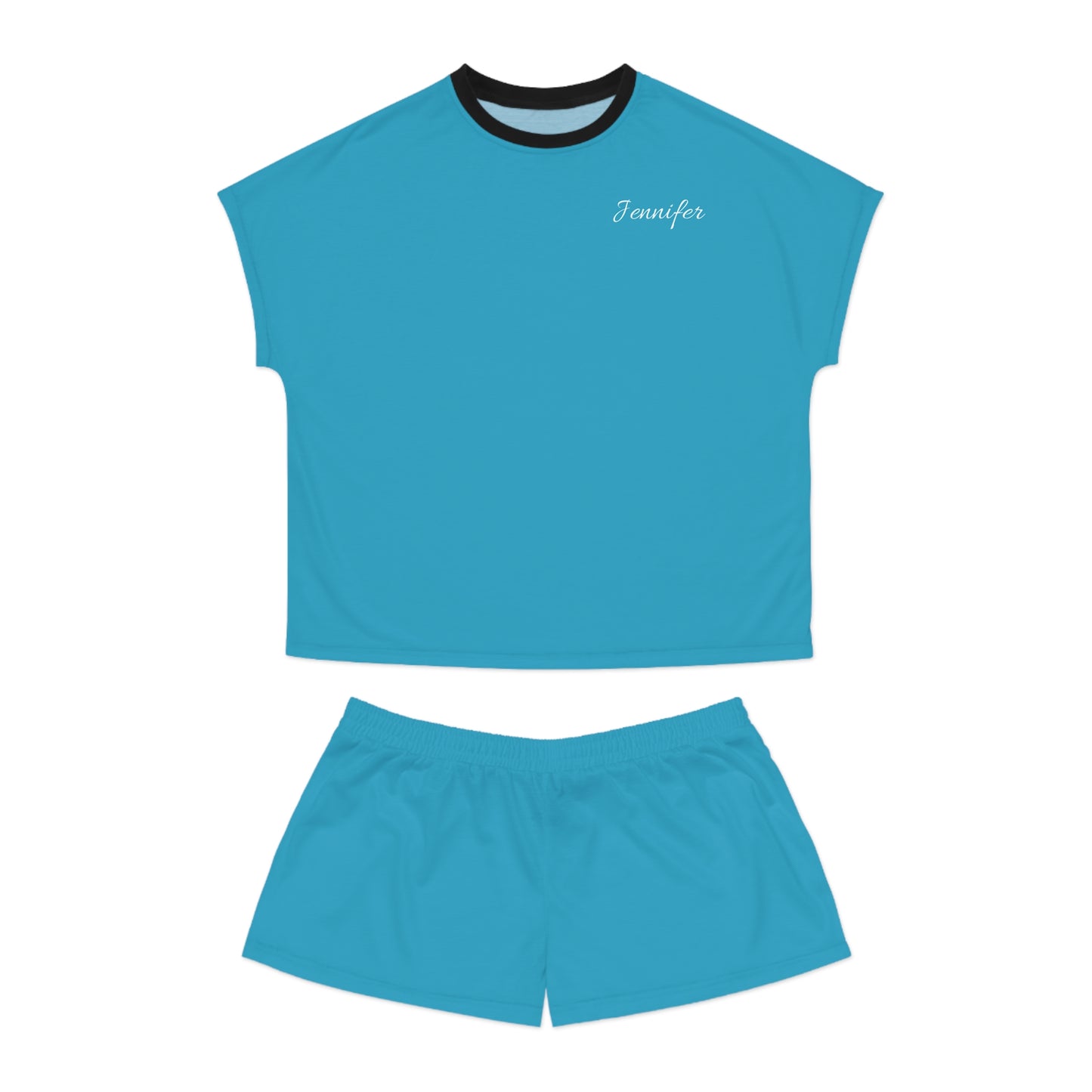 Personalized Silky Bride/Bridesmaids Short Pajamas - Turquoise